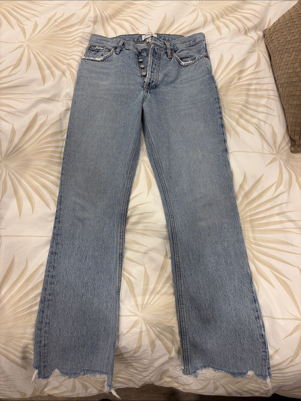 Agolde Light Wash Flare Jeans with Button-Fly